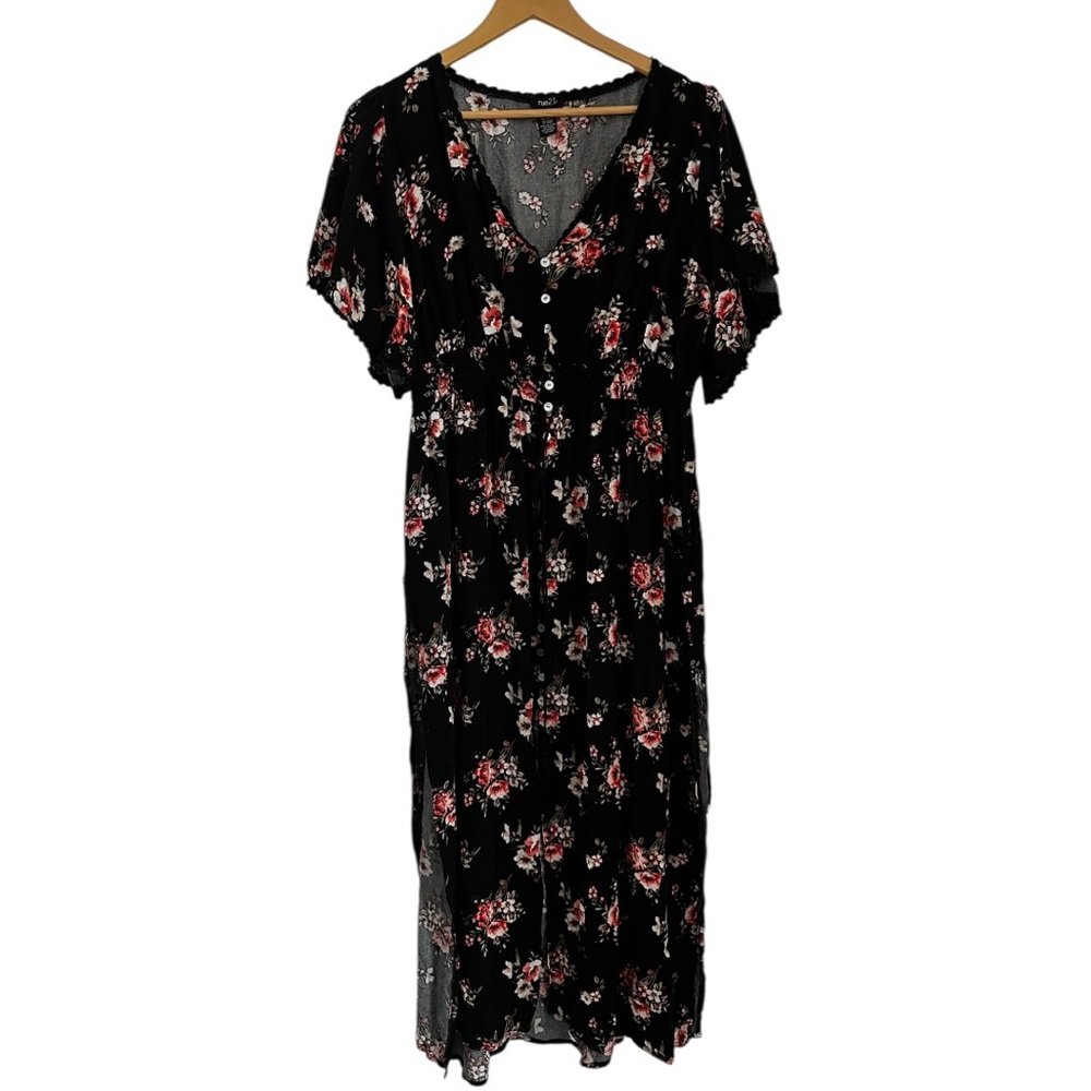Rue21 Pink and White Floral Print Bottom Down Dress